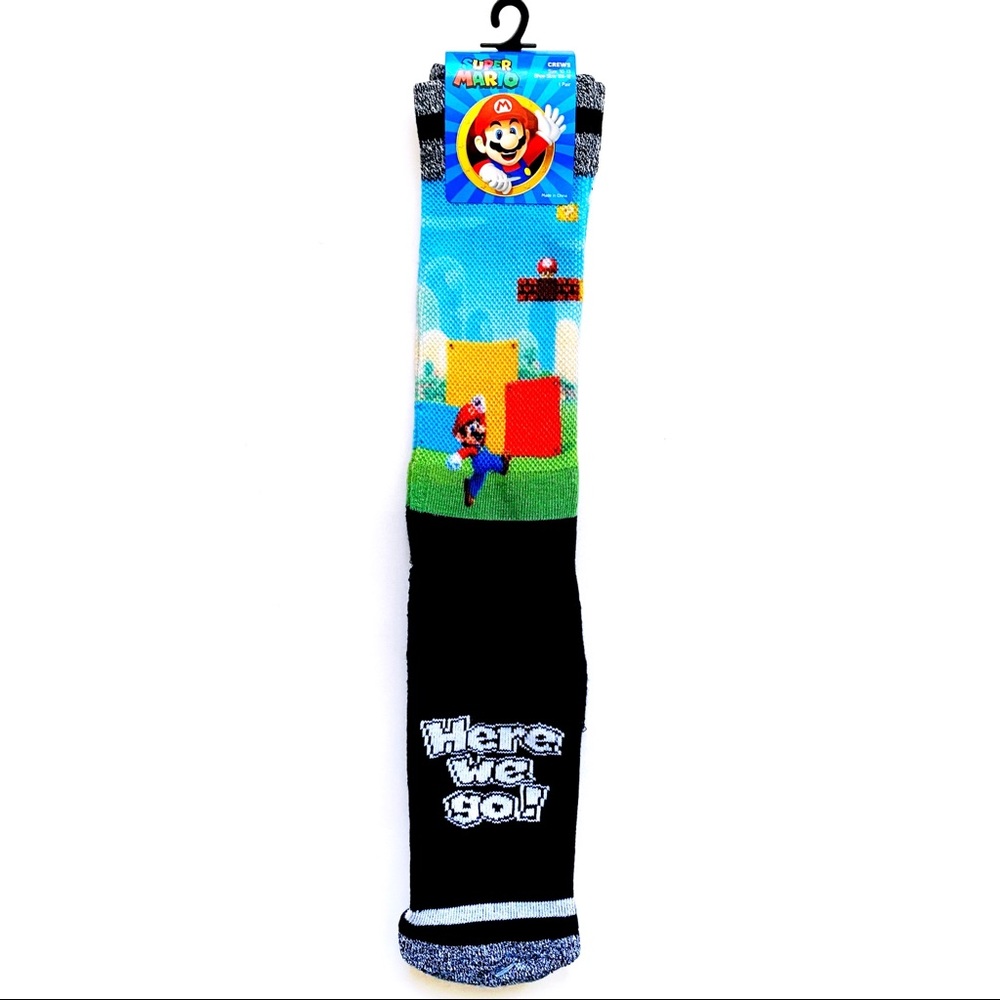 Super Mario Bros Crew Socks Mens Womens Nintendo Video Game 80s 90s Retro Gift